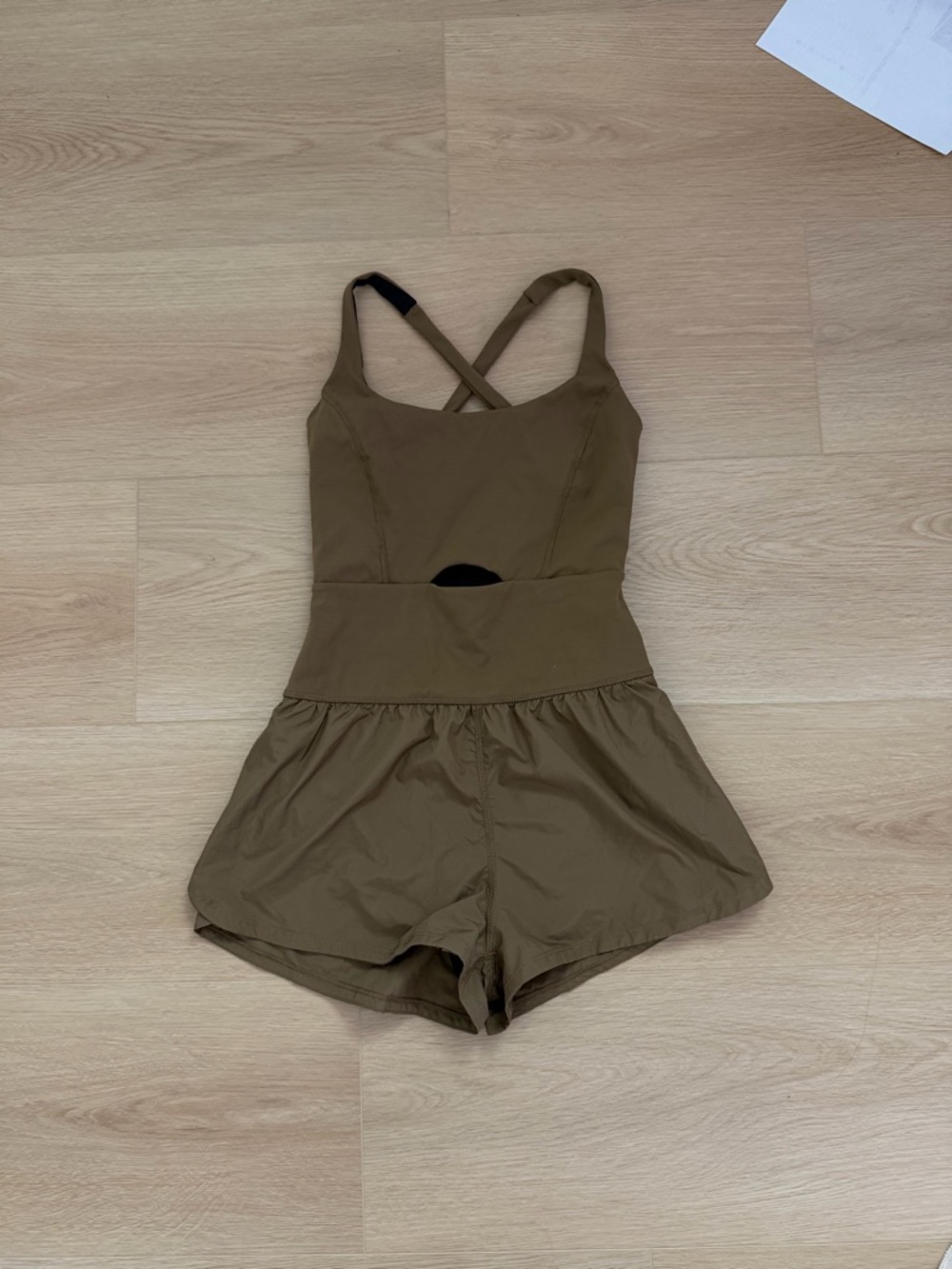 FP Movement by Free People Olive Green Crossback Cutout Romper